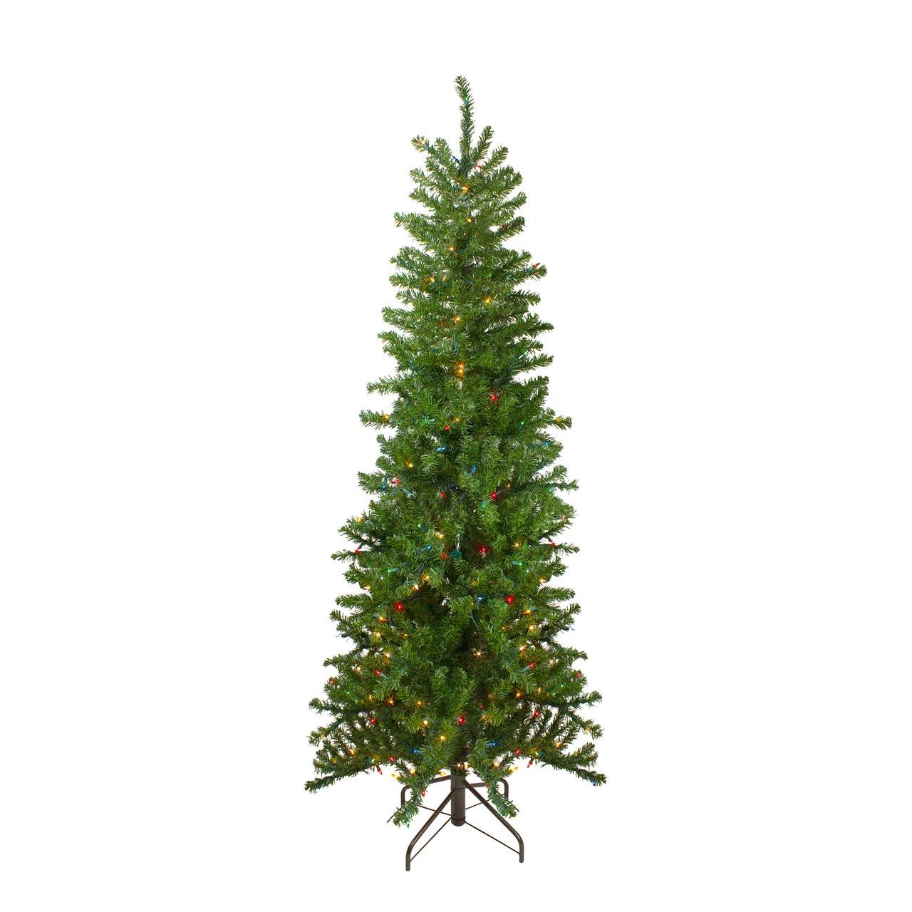 Northlight 7.5' Pre-Lit Pencil Canadian Pine Artificial Christmas Tree - Multicolor Lights 3 Northlight 7.5' Pre-Lit Pencil Canadian Pine Artificial Christmas Tree - Multicolor Lights