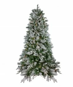 Northlight 9' Pre-Lit Flocked Rosemary Emerald Angel Pine Artificial Christmas Tree - Clear LED Lights