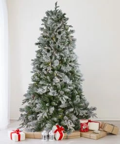 Alternative view of Northlight 9' Pre-Lit Flocked Rosemary Emerald Angel Pine Artificial Christmas Tree - Clear LED Lights