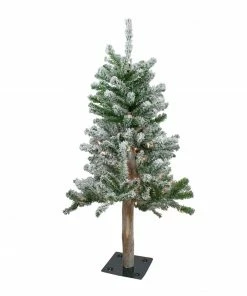 Northlight 3' Pre-Lit Flocked Alpine Artificial Christmas Tree - Clear Lights