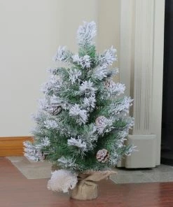 Northlight 24" Flocked Pine Artificial Christmas Tree In Burlap Base - Unlit -Northlight Shop northlight v28322 7 09032.1665580036