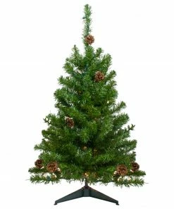 Northlight 3' Pre-Lit Canadian Pine With Pine Cones Artificial Christmas Tree - Clear Lights