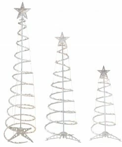 Northlight Set Of 3 Clear Lighted Spiral Christmas Trees - 3', 4', And 6'