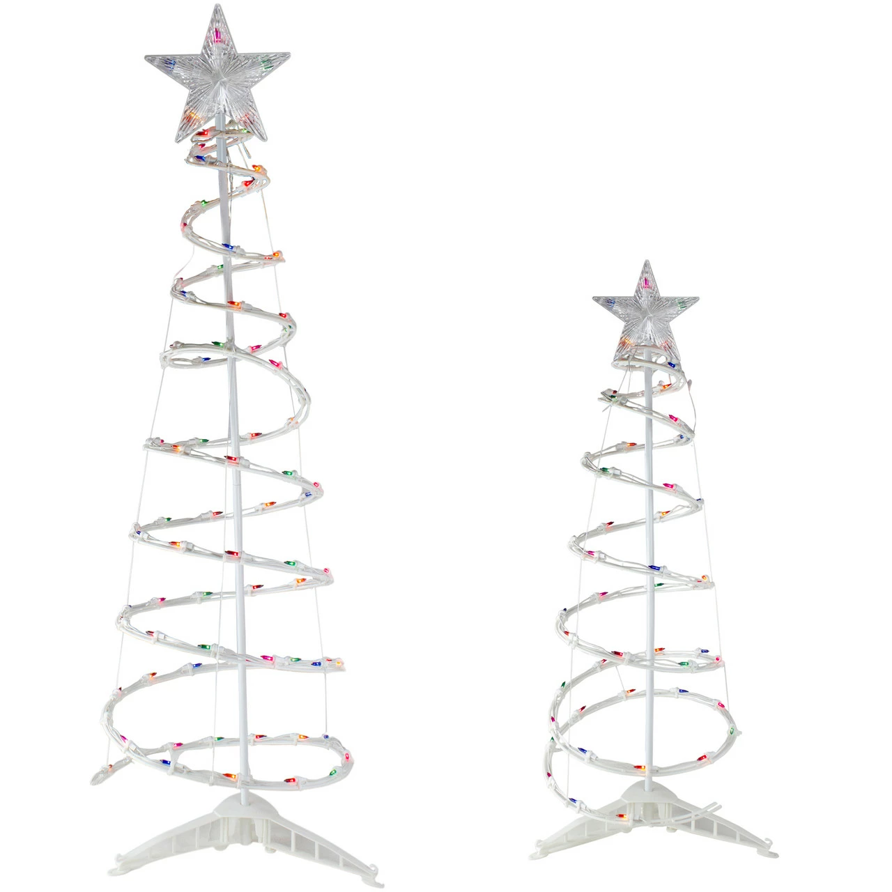 Northlight Set Of 2 Lighted Multi-Color Outdoor Spiral Christmas Cone Trees 4', 6' 3 Northlight Set Of 2 Lighted Multi-Color Outdoor Spiral Christmas Cone Trees 4', 6'