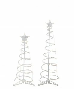 Northlight Set Of 2 LED Lighted Warm White Outdoor Spiral Christmas Cone Trees 3', 4'