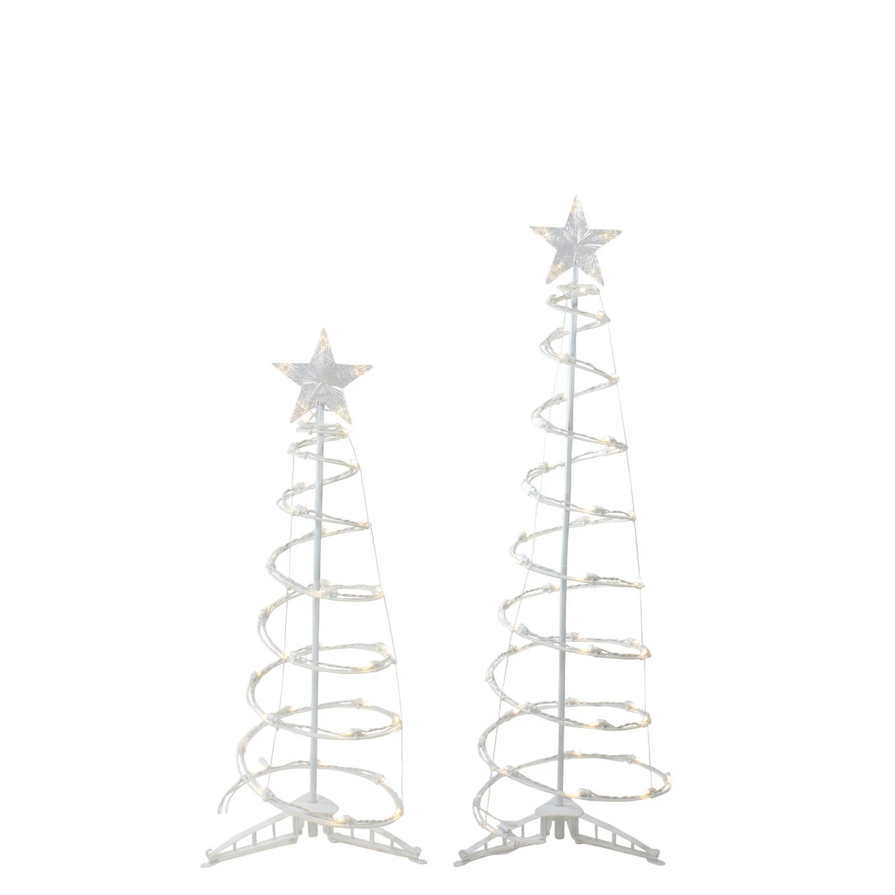 Northlight Set Of 2 LED Lighted Warm White Outdoor Spiral Christmas Cone Trees 3', 4' 3 Northlight Set Of 2 LED Lighted Warm White Outdoor Spiral Christmas Cone Trees 3', 4'