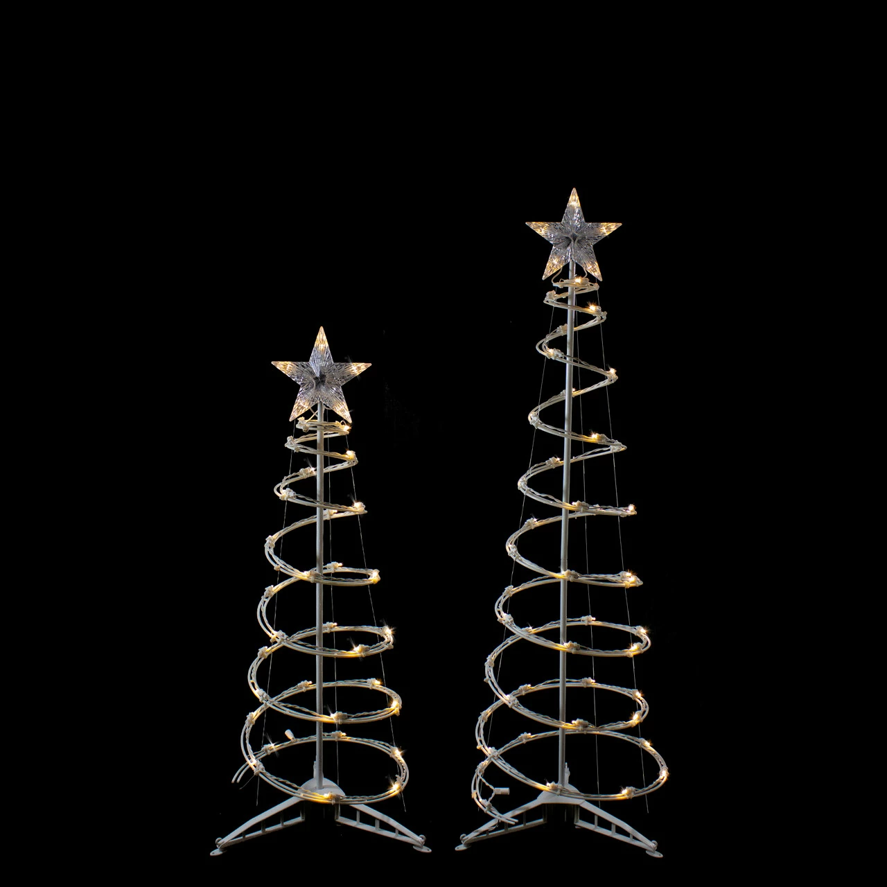Northlight Set Of 2 LED Lighted Warm White Outdoor Spiral Christmas Cone Trees 3', 4' 5 Northlight Set Of 2 LED Lighted Warm White Outdoor Spiral Christmas Cone Trees 3', 4' - Image 3