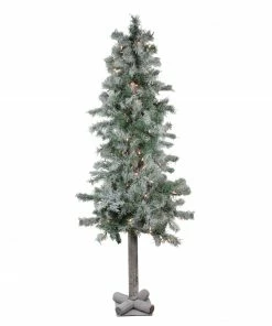 Northlight 5ft Pre-Lit Flocked Woodland Alpine Artificial Christmas Tree - Clear Lights