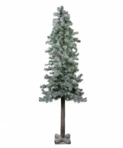 Northlight 6' Slim Flocked And Glittered Woodland Alpine Artificial Christmas Tree – Unlit