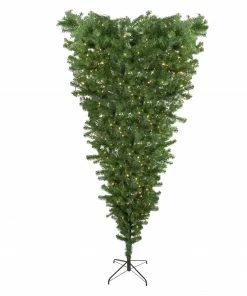 Northlight 7.5' Pre-Lit Green Spruce Artificial Upside Down Christmas Tree - Warm White LED Lights