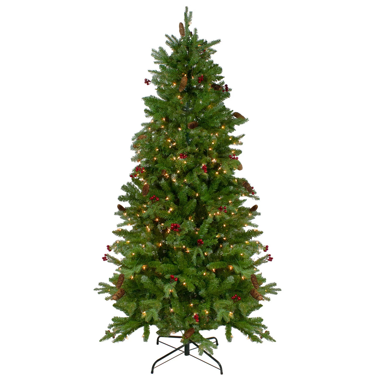 Northlight 7.5’ Pre-Lit Mixed Winter Berry Pine Artificial Christmas Tree - Clear Lights 3 Northlight 7.5’ Pre-Lit Mixed Winter Berry Pine Artificial Christmas Tree - Clear Lights