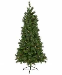 Northlight 6.5' Pre-Lit Medium Beaver Pine Artificial Christmas Wall Tree, Clear Lights