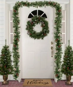 Northlight 5-Piece Pre-Lit Frosted Verona Berry Pine Artificial Christmas Entryway Set -Northlight Shop northlight z94032 style 97834.1661885754