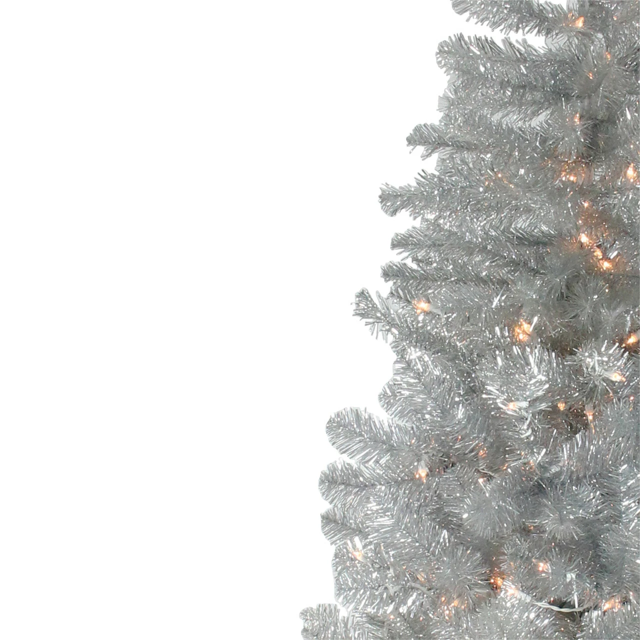 Northlight 6.5' Pre-Lit Full Silver Metallic Tinsel Artificial Christmas Tree - Clear Lights 5 Northlight 6.5' Pre-Lit Full Silver Metallic Tinsel Artificial Christmas Tree - Clear Lights - Image 3