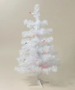 Northlight 2' Pre-Lit Slim White Tinsel Artificial Christmas Tree - Multi Lights