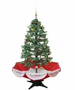 Northlight 4.5' Pre-Lit Medium Musical Snowing Artificial Christmas Tree With Umbrella Base - Blue LED Lights