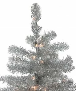 Alternative view of Northlight 6.5' Pre-Lit Full Silver Metallic Tinsel Artificial Christmas Tree - Clear Lights