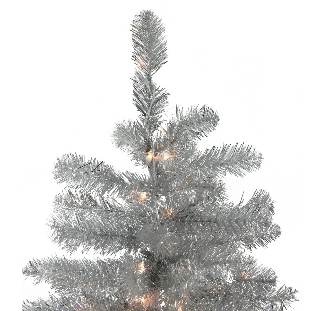 Northlight 6.5' Pre-Lit Full Silver Metallic Tinsel Artificial Christmas Tree - Clear Lights 4 Northlight 6.5' Pre-Lit Full Silver Metallic Tinsel Artificial Christmas Tree - Clear Lights - Image 2