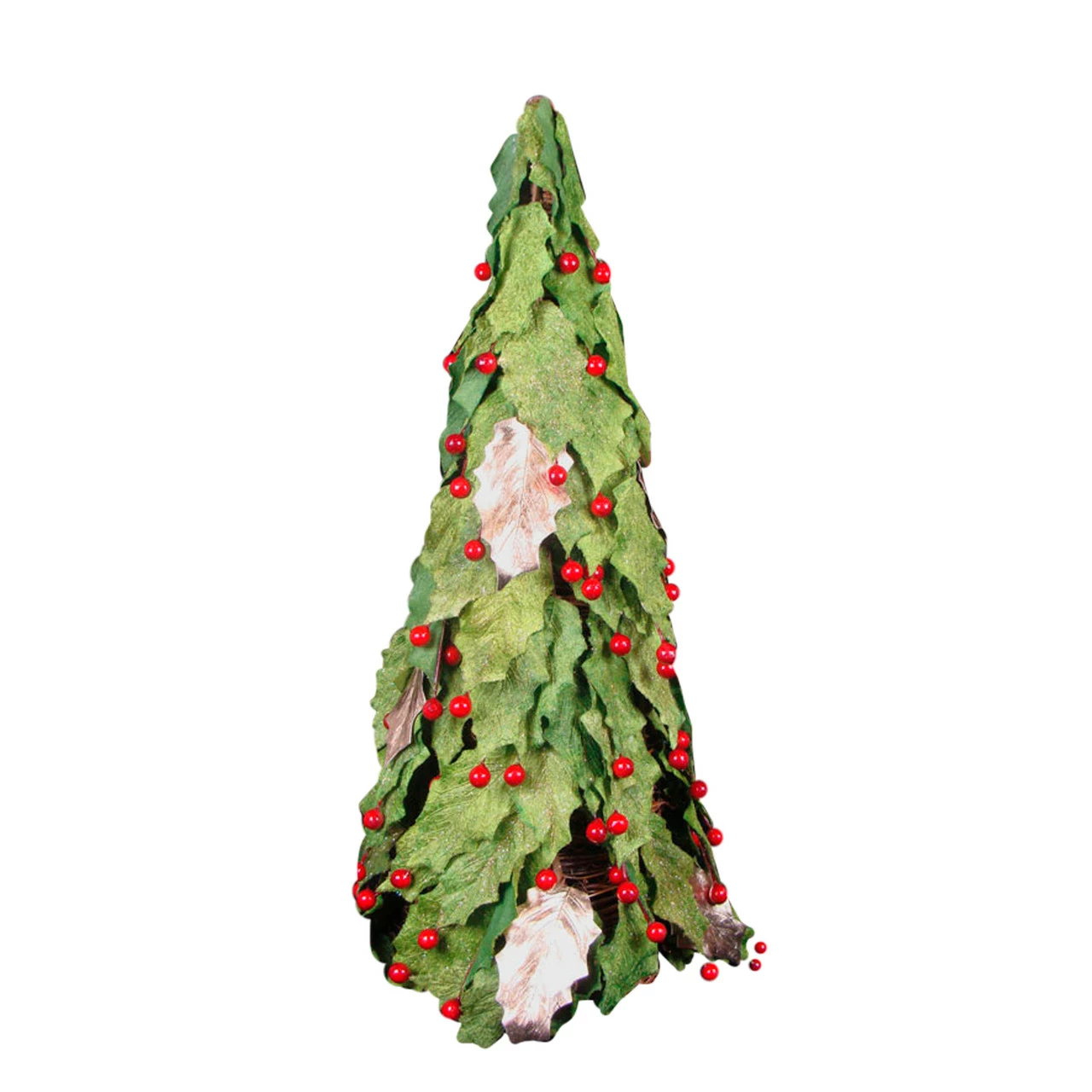 Roman 1.5' Slim Twas Night Red Holly Berry And Leaf Artificial Christmas Cone Tree - Unlit 3 Roman 1.5' Slim Twas Night Red Holly Berry And Leaf Artificial Christmas Cone Tree - Unlit - Image 2