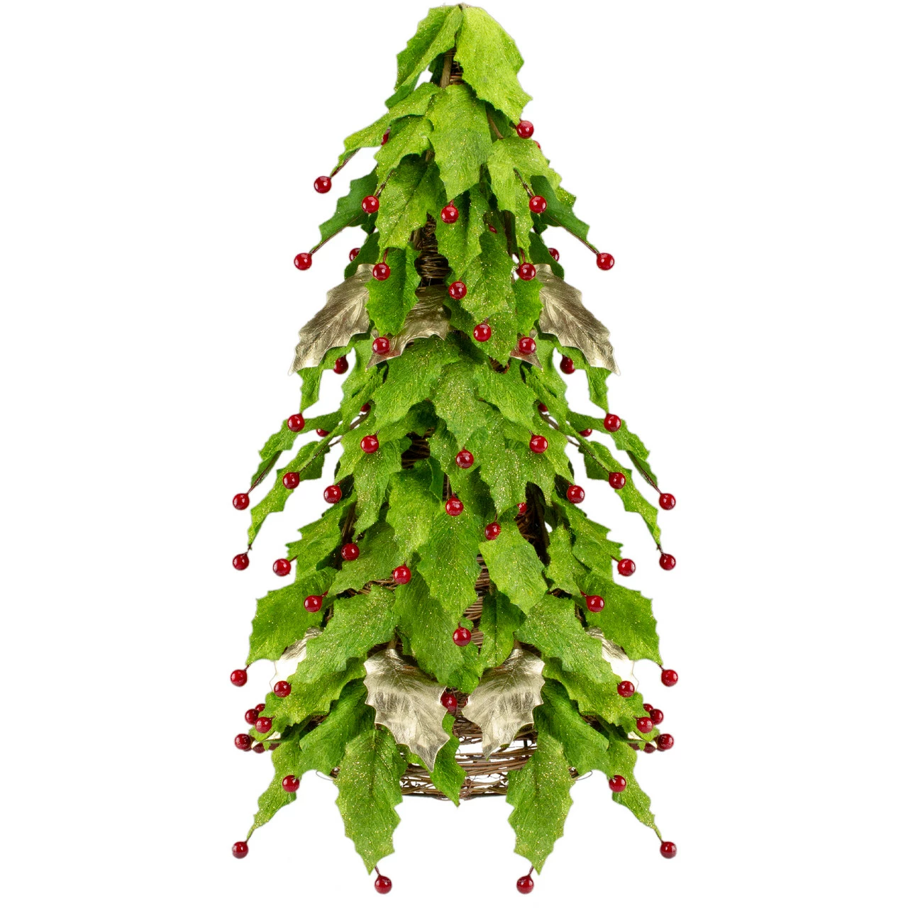 Roman 1.5' Slim Twas Night Red Holly Berry And Leaf Artificial Christmas Cone Tree - Unlit 2 Roman 1.5' Slim Twas Night Red Holly Berry And Leaf Artificial Christmas Cone Tree - Unlit