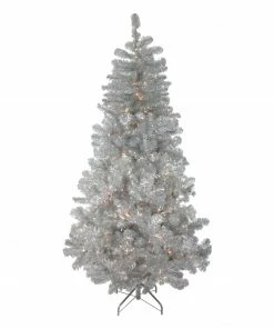 Northlight 7.5' Pre-Lit Full Metallic Tinsel Artificial Christmas Tree - Clear Lights