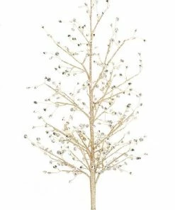 Melrose Set Of 2 Gold And Clear Glittering Gem Decorative Christmas Tree Tabletop Decors 26"