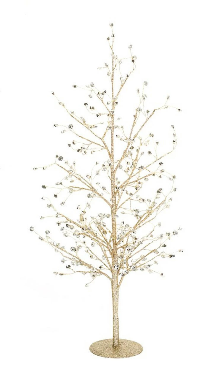 Melrose Set Of 2 Gold And Clear Glittering Gem Decorative Christmas Tree Tabletop Decors 26" 3 Melrose Set Of 2 Gold And Clear Glittering Gem Decorative Christmas Tree Tabletop Decors 26"