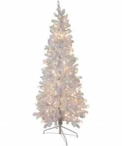 Northlight 3' Pre-Lit Woodbury White Pine Slim Artificial Christmas Tree, Clear Lights