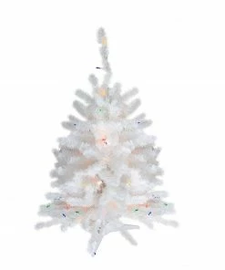 Northlight 3' Pre-Lit Snow White Artificial Christmas Tree, Multi Lights