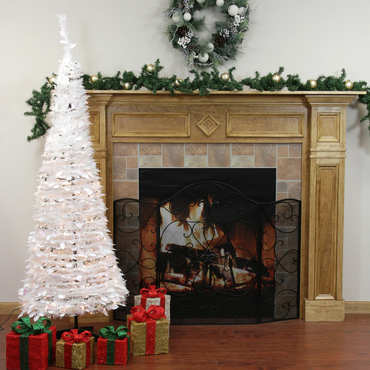 Rich Pacific 6' Pre-Lit Slim Tinsel Artificial Christmas Tree - Clear Lights 3 Rich Pacific 6' Pre-Lit Slim Tinsel Artificial Christmas Tree - Clear Lights