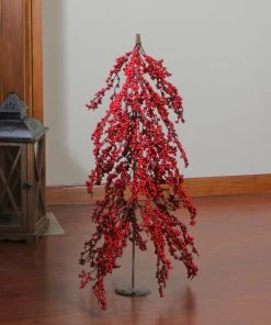 Alternative view of Northlight 2.5' Red Berries Artificial Upside Down Christmas Tree - Unlit