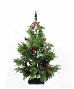 Allstate 36" Green And Red Slim Mixed Cedar Artificial Christmas Tree - Unlit