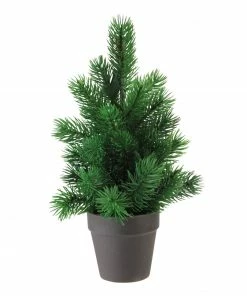 Northlight 11" Matte Finish Mini Pine Christmas Tree In Dark Coffee Brown Vase - Unlit