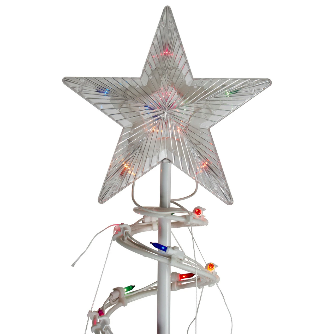 Northlight Set Of 2 Lighted Multi-Color Outdoor Spiral Christmas Cone Trees 4', 6' 4 Northlight Set Of 2 Lighted Multi-Color Outdoor Spiral Christmas Cone Trees 4', 6' - Image 2